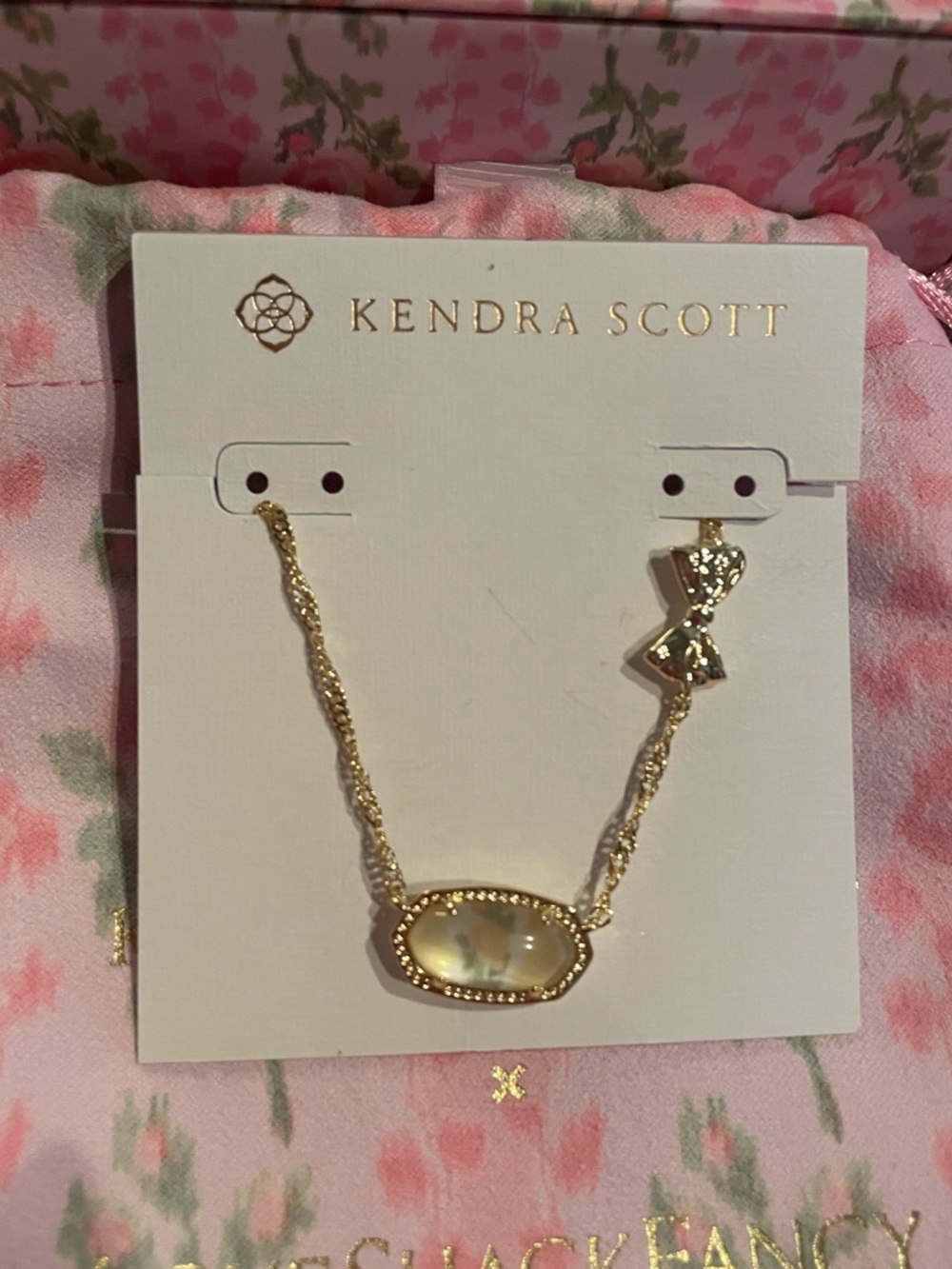 NWT Kendra Scott x LoveShackFancy Elisa Gold Sunglow Blooming Heirloom Illusion - Picture 2 of 5